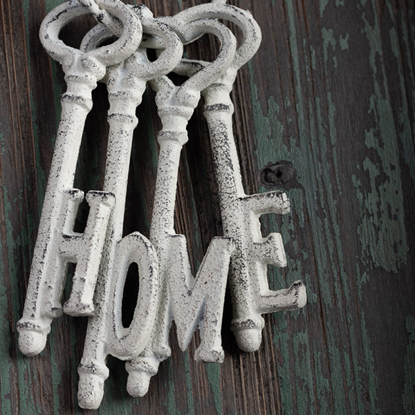 Cast Iron Home Keys - White