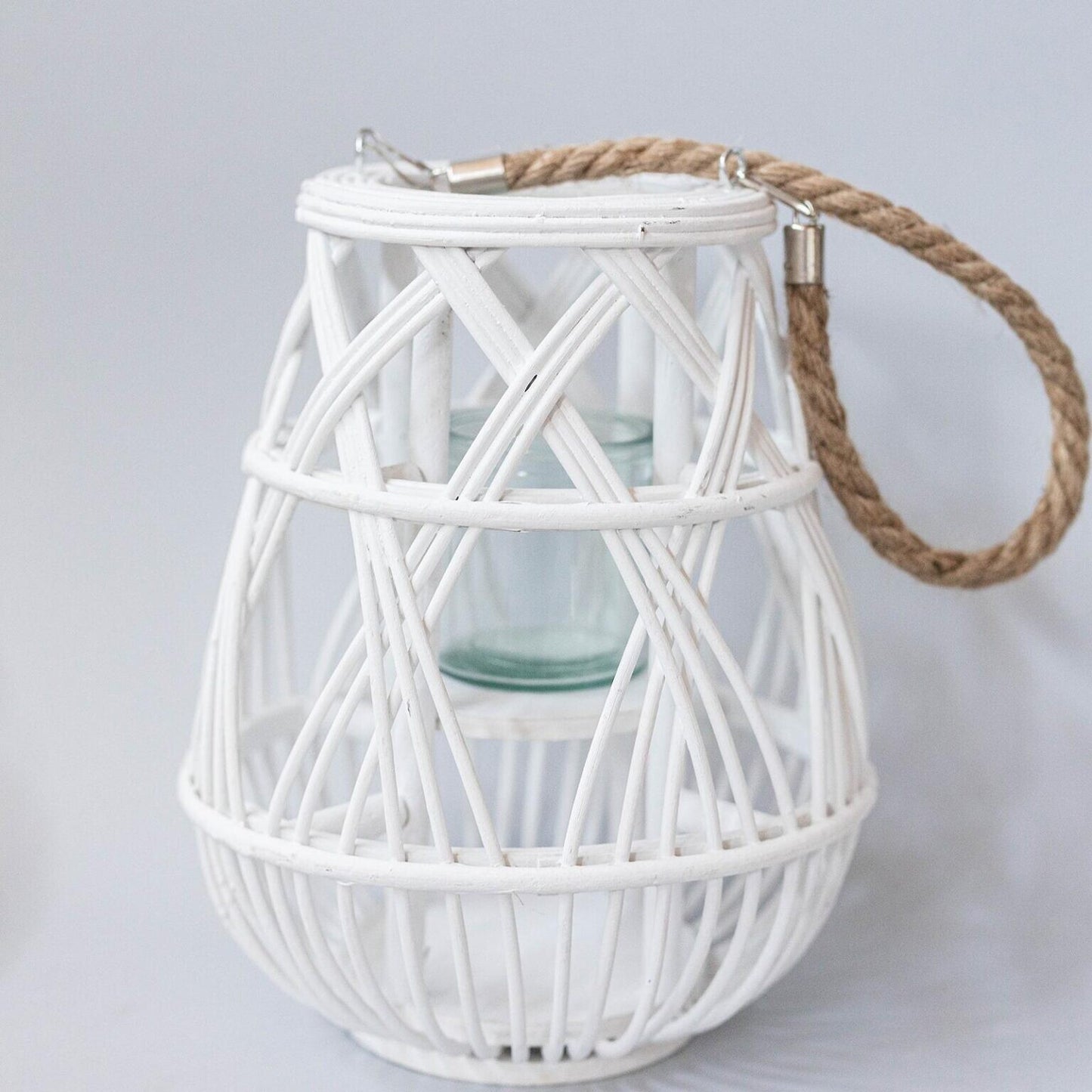 White Woven Lantern - Small