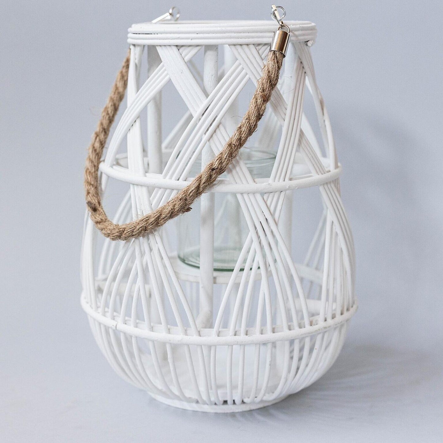 White Woven Lantern - Large