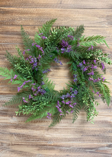 Purple Lace Fern Wreath - 24”