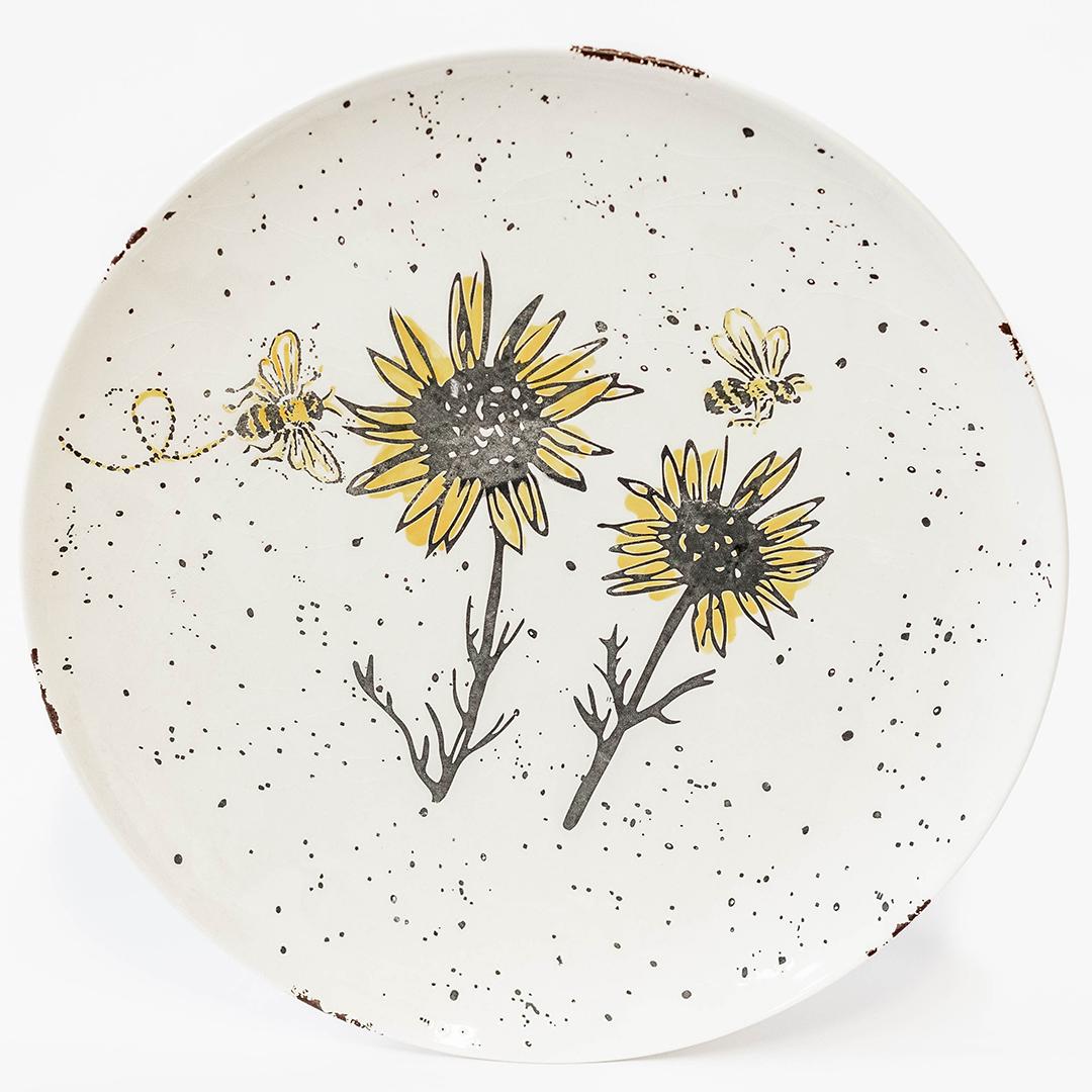 Honey Bee & Sunflower Serving Plate