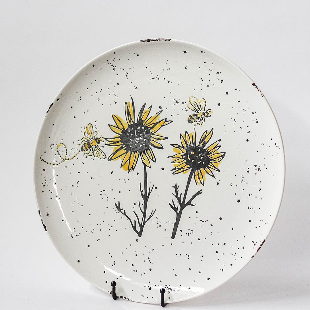 Honey Bee & Sunflower Serving Plate