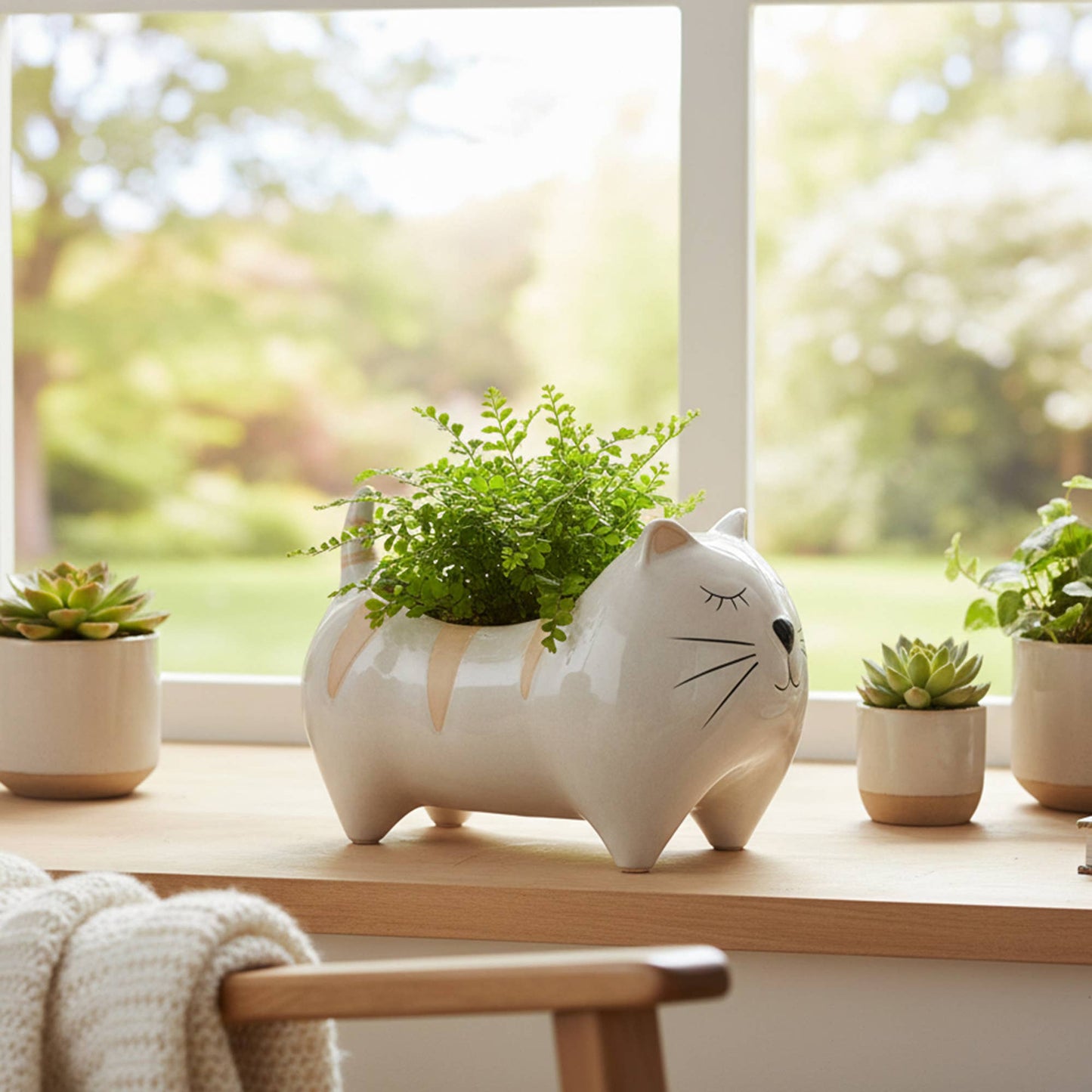 Ceramic Planter - Cat with Stripes