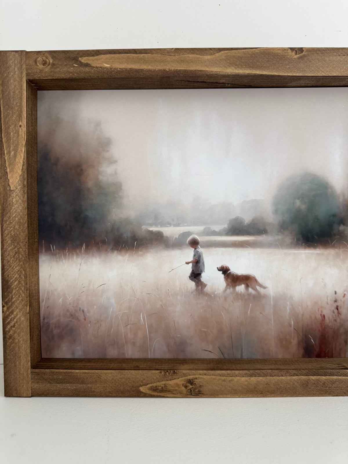 Boy and Dog Framed Print