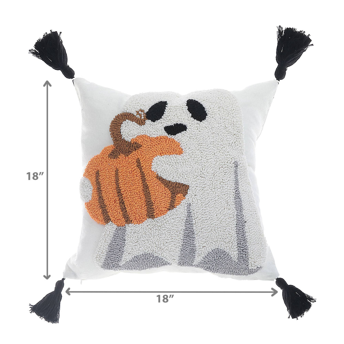 Ghost with Pumpkin Embroidered Pillow