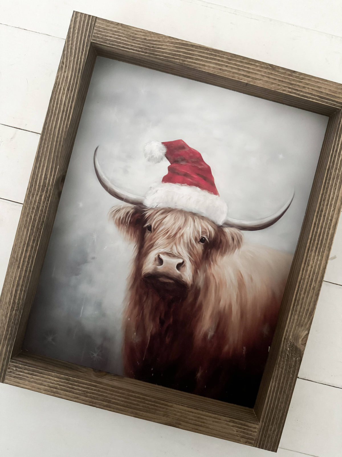 Christmas Highland Cow: Dark Walnut / 9x11
