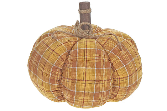 Yellow/Brown Plaid Fabric Pumpkin
