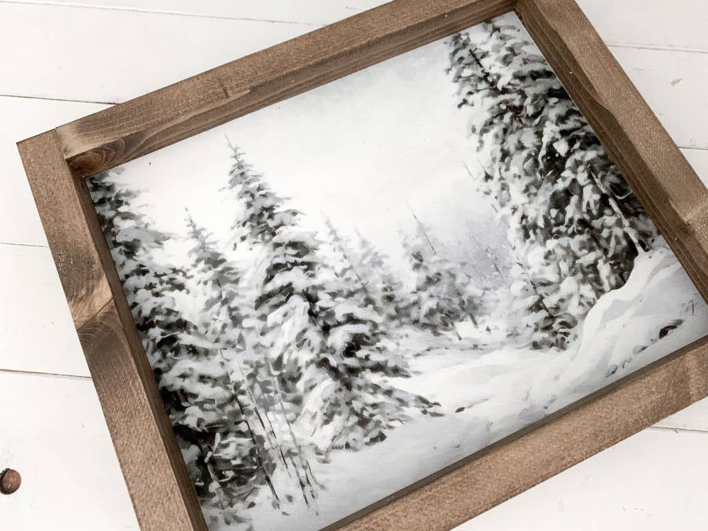 Snowy Trees Print: Dark Walnut / 11x9