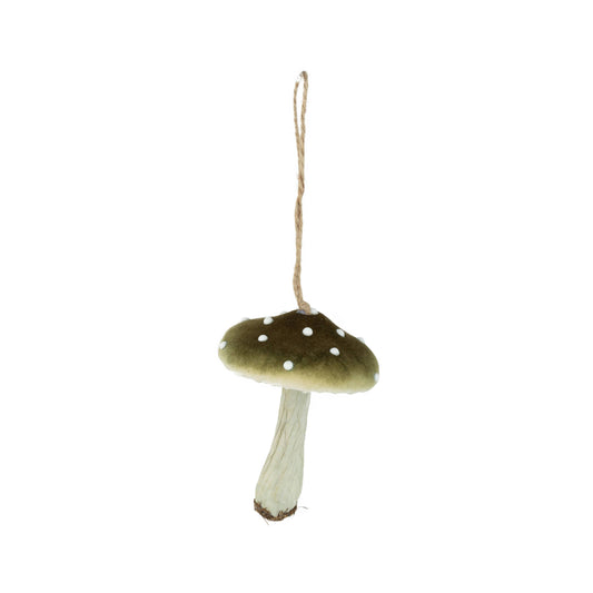 Green Velvet Mushroom Ornament