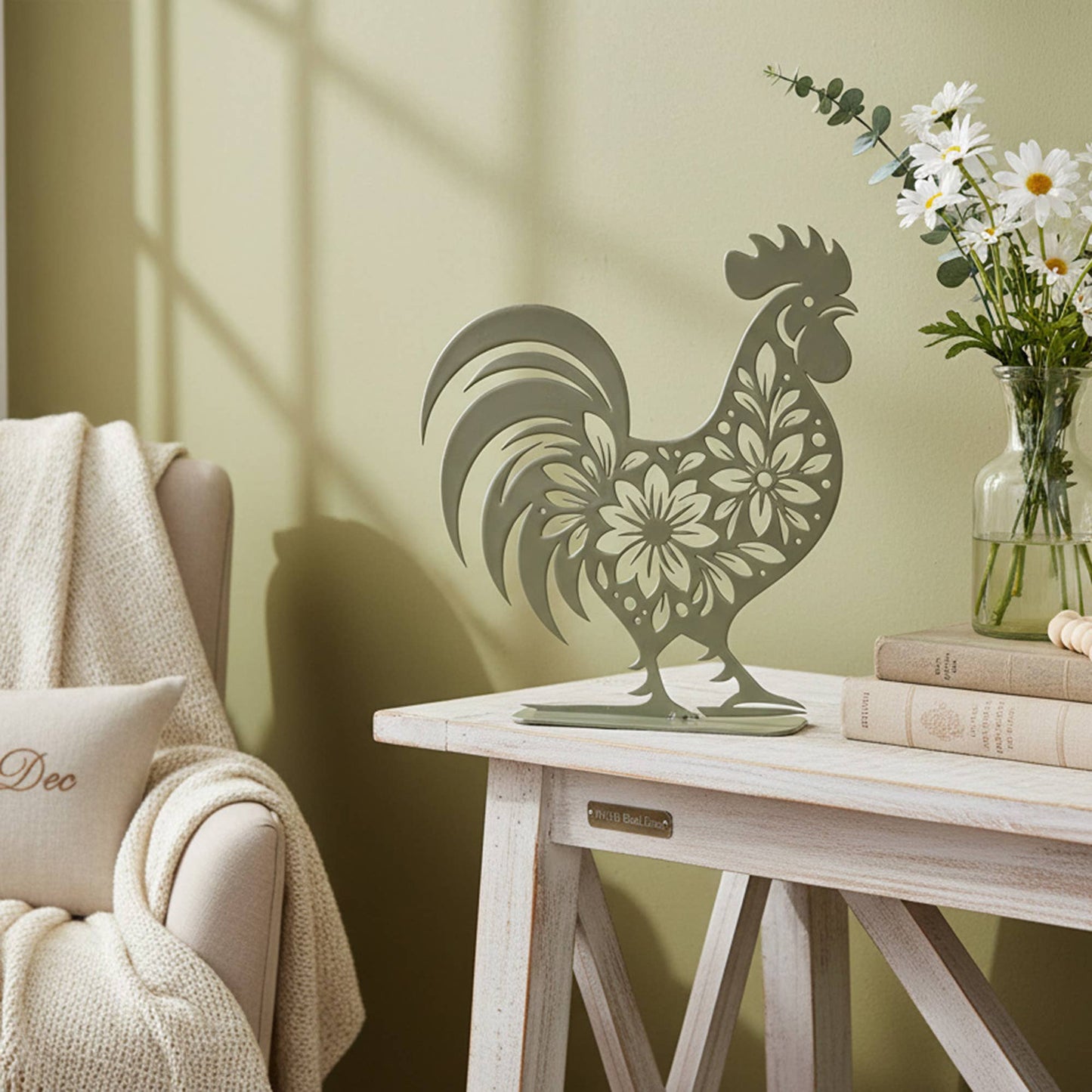 Metal Floral Rooster
