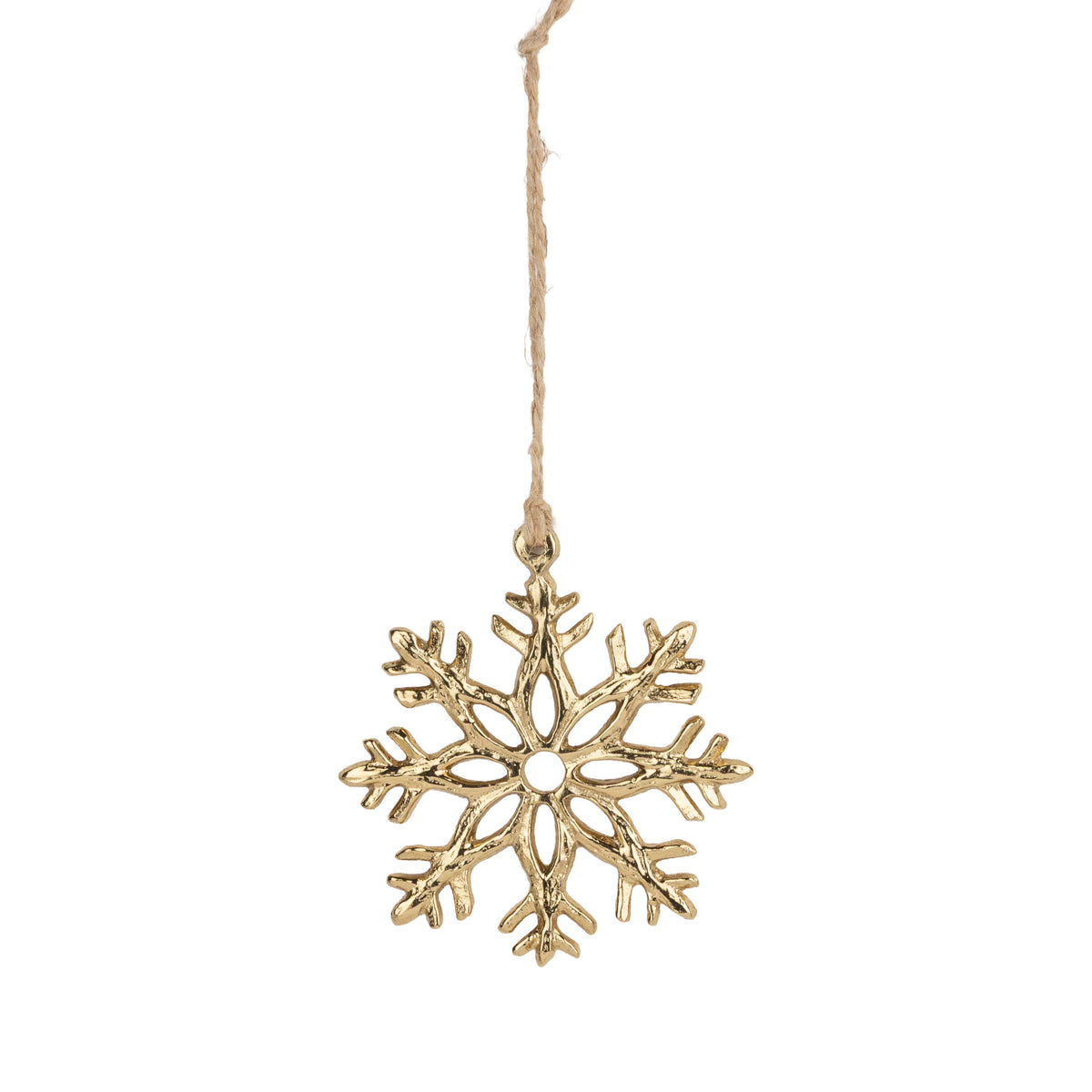 A69384:Gold metal snowflake ornament, 3 in