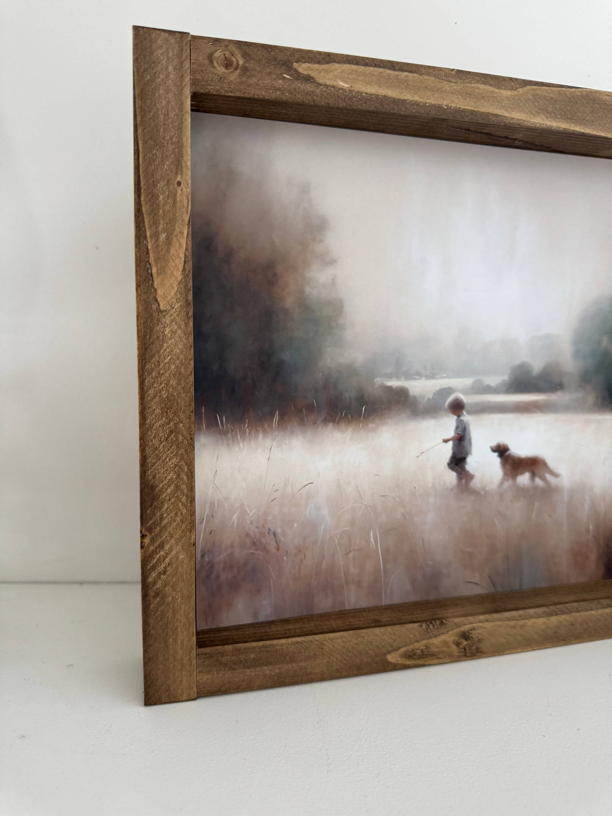 Boy and Dog Framed Print