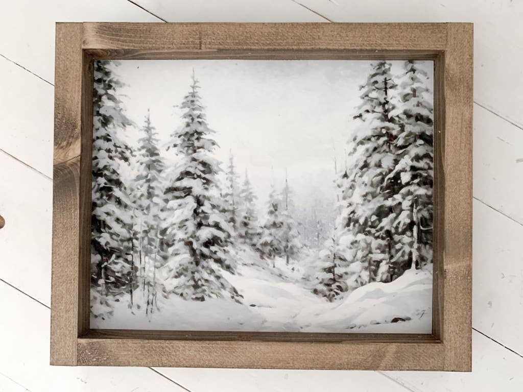 Snowy Trees Print: Dark Walnut / 11x9