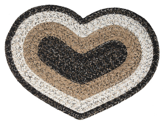 Braided Heart Rug - Black Haze