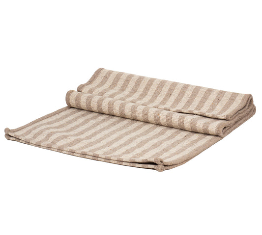 Woven Cotton Table Runner - Striped Beige