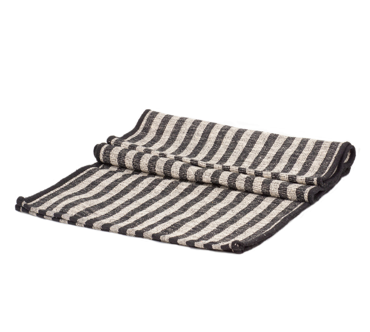Woven Cotton Table Runner - Black/Striped