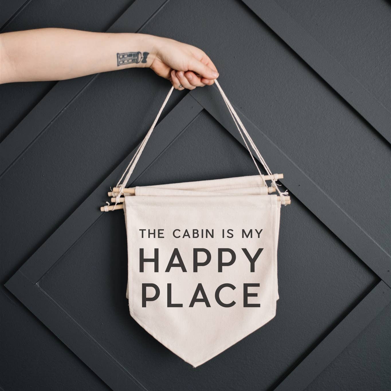 The Cabin is my Happy Place Canvas Banner
