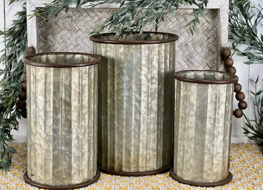 Galvanized Vases - Set of 3